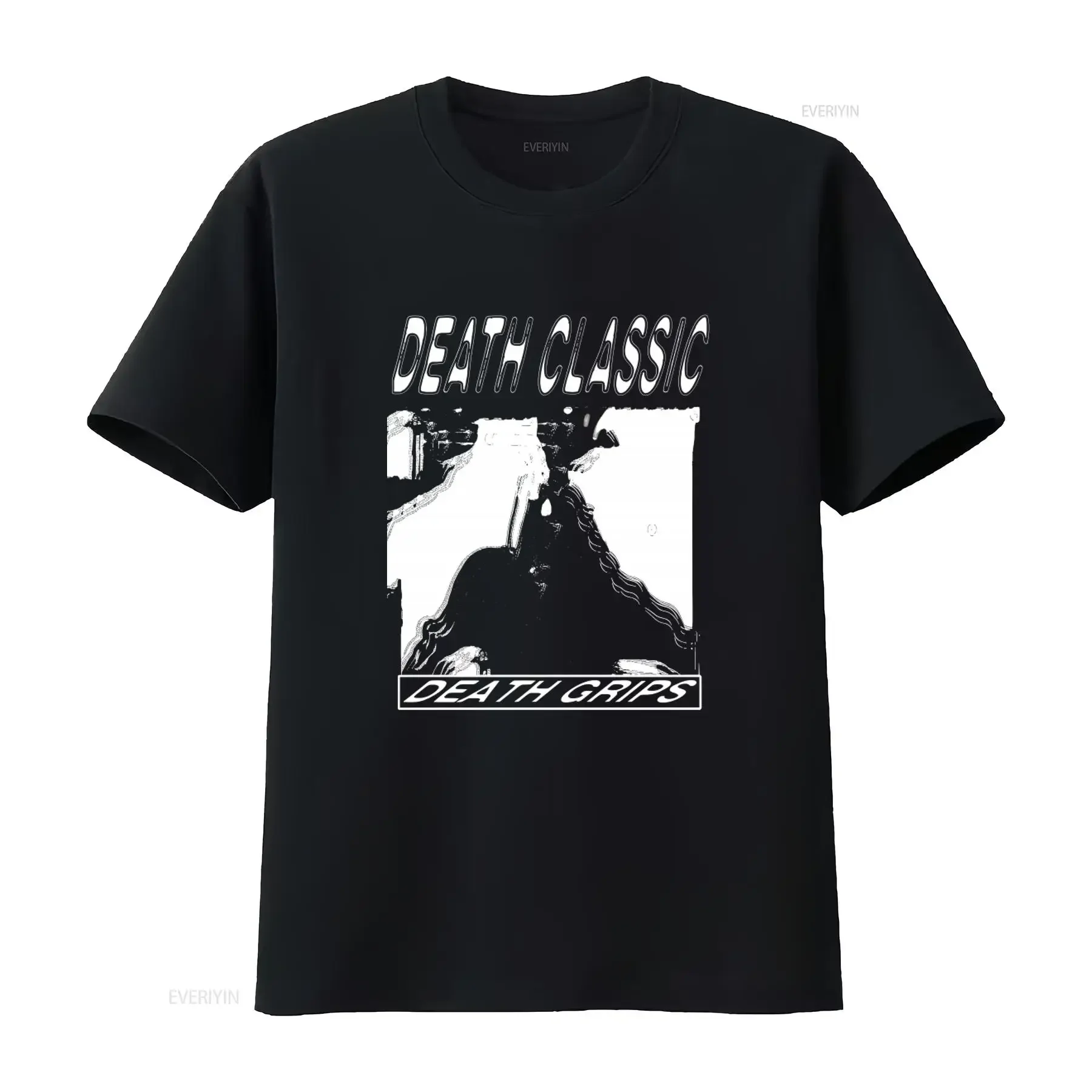 Death Classic Grips Black Music T Shirt Retro Style Print vintage Washed homme graphic Comfortable designer clothes fashion
