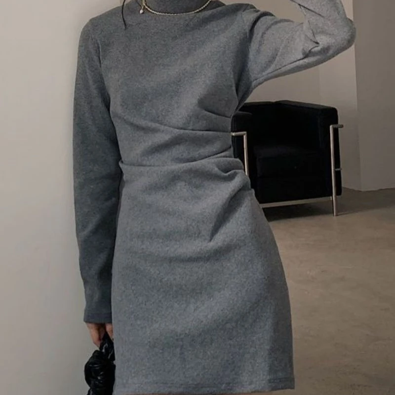 

Women's Autumn and Winter Base Dress, Mid Length Long Sleeved Slim Fit, Hip Hugging Skirt, Spicy Girl Temperament