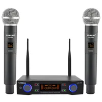 LOMEHO 2 Handheld Microphone Wireless Dual Channel Fixed Frequency UHF Dynamic Professional Mic System for Karaoke LO-U02