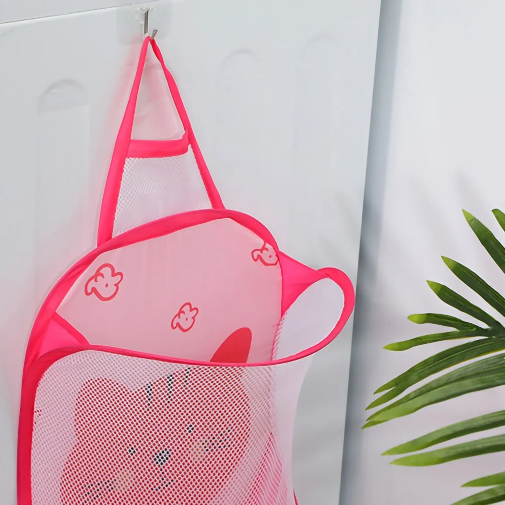 Mesh Material Collapsible Laundry Bag Large Capacity Washable Foldable Laundry Hamper With Hook Polyester Mesh Lining Steel Wire