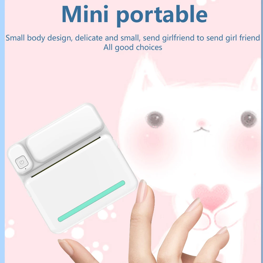 C19 Mini Printer Portable Thermal Printer Photo Pocket Thermal Label Printer 58mm Printing Wireless Bluetooth Android IOS