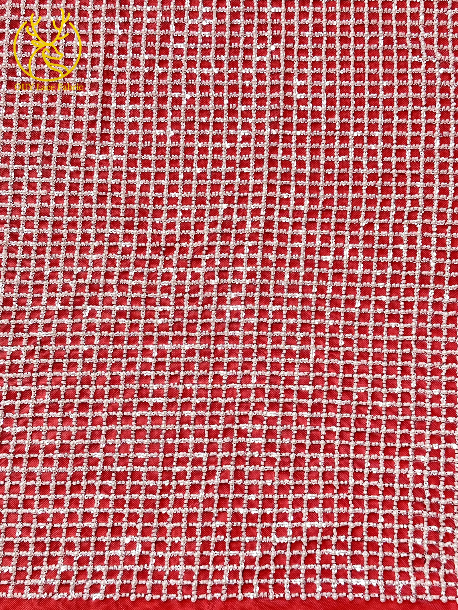 Luxuriöser Partykleid-Spitzenstoff, Tüll-Spitzenstoff mit Perlen, Hochwertiger Pailletten-Netz-Spitzenstoff für Hochzeitskleider, 5 Yards – Detail 13