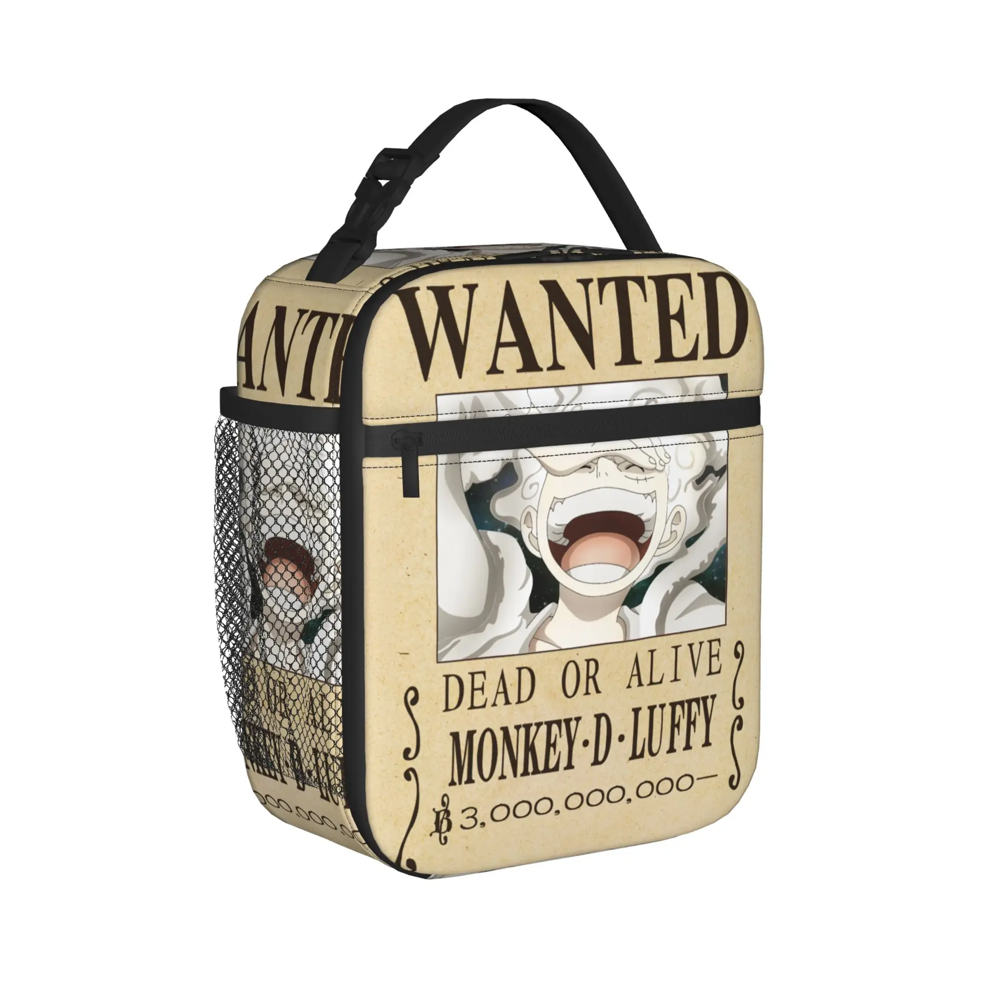 Ones Pieces Anime Wanted Posters Thermal Insulated Lunch Bag for Travel Luffys Portable Bento Box Cooler Thermal Lunch Box