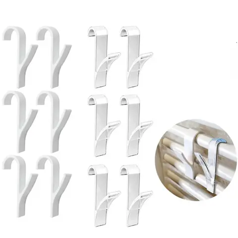 스토리지 주방 랙 후크 옷 홈 및 장식 지우기 욕실 레일 클립 옷걸이 가열 흰색 라디에이터 타월 2/4/6/10Pcs