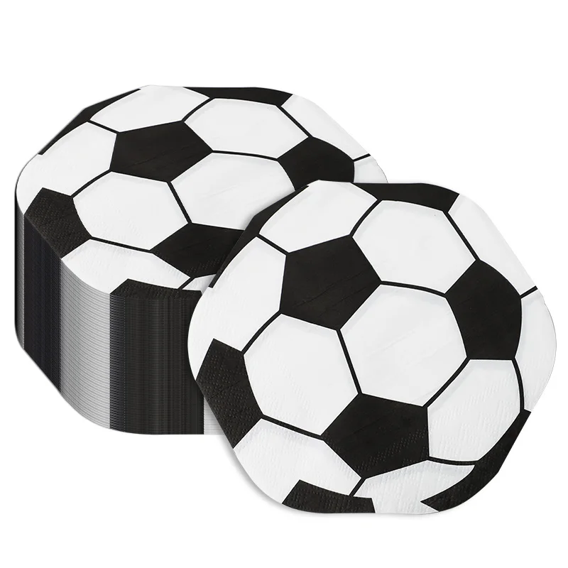 20 Stück Fußballförmige Servietten, Fußball-Party-Einweggeschirr für Kinder, Jungen, Sport, Geburtstagsparty, Tischdekoration, Zubehör