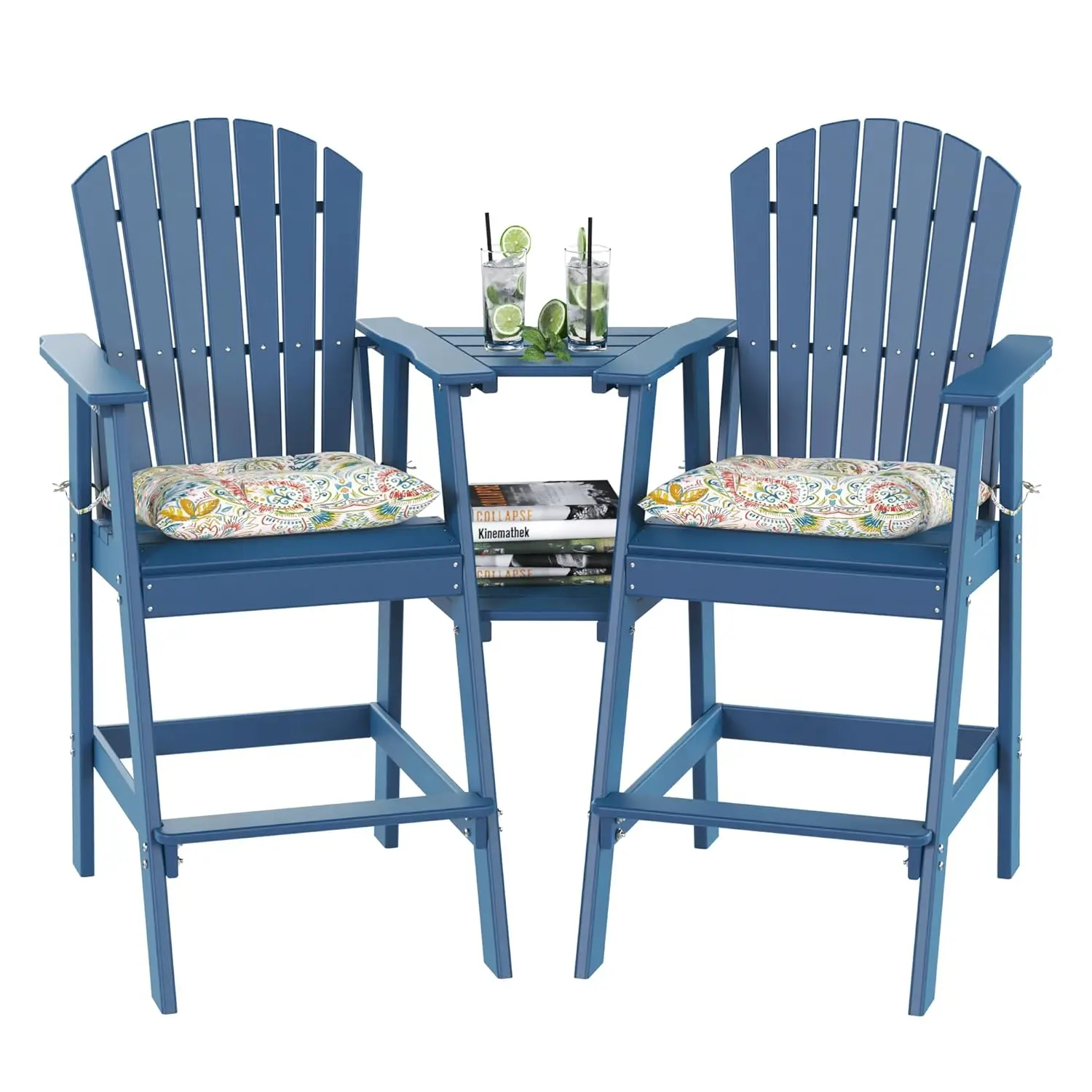 

Барный набор: стол для патио с зонтом и 2 барных стула, 3-предметный обеденный набор для бистро, регулируемая высота, на заказ