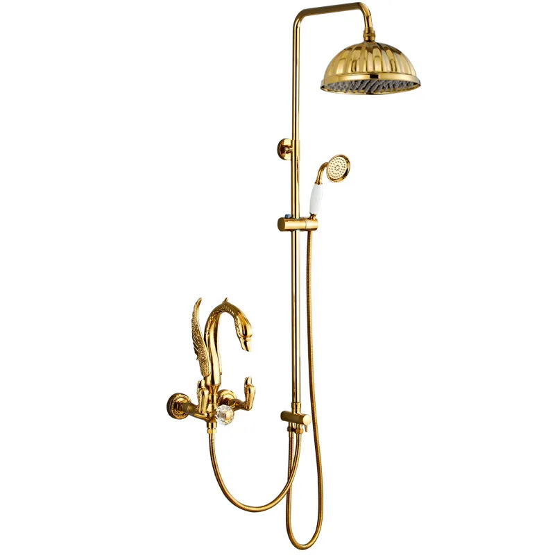 

Vintage swan gold all-copper wall-mounted bed and breakfast hotel shower shower set