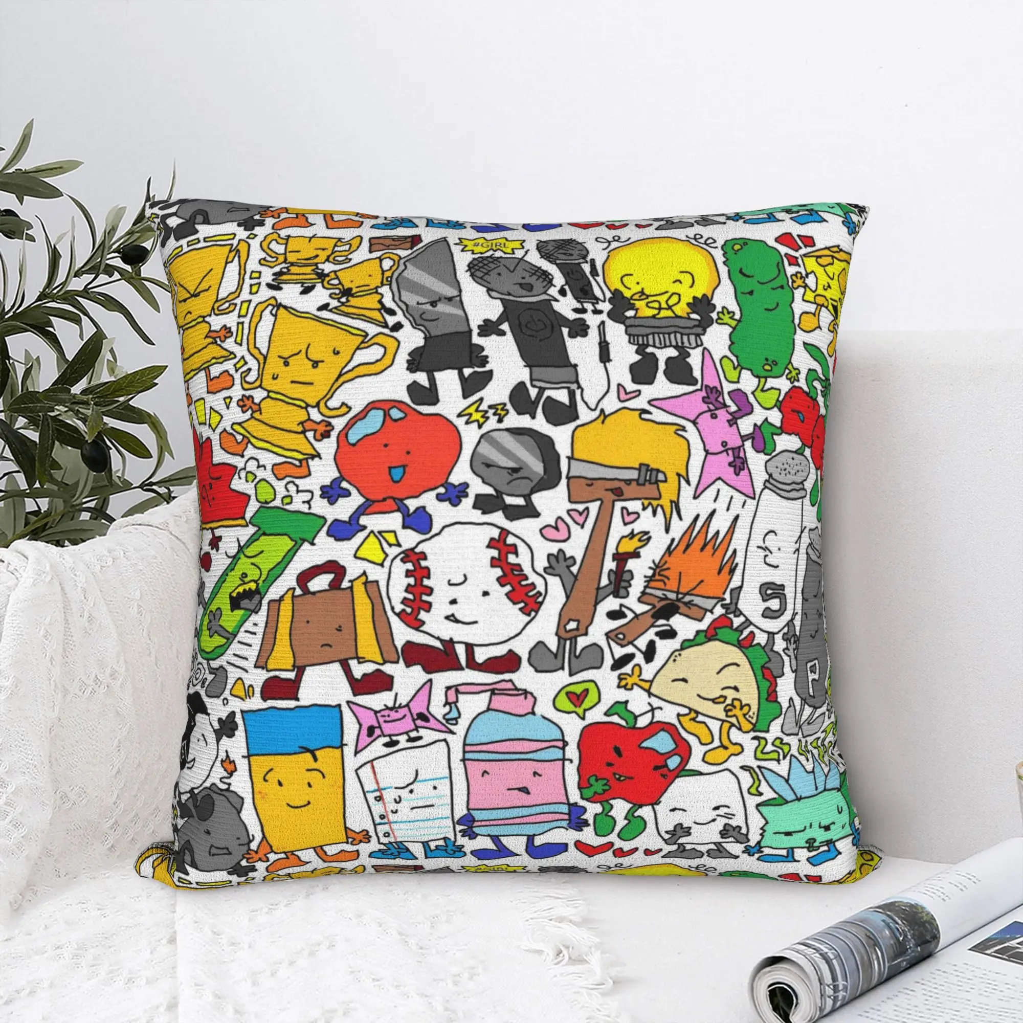 Printing Bfdi Inanimate Insanity Cartoon Pillowcase Polyester Cushion Cover Decorative Characters Throw Pillow Case Cover Home