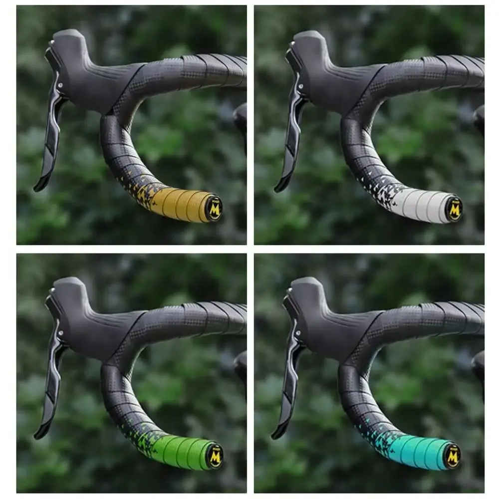 Gradient Color Cycling Handlebar Tape Carbon Pattern with Handle Blocking Handle Bar Tapes Non-slip Sweat Absorption