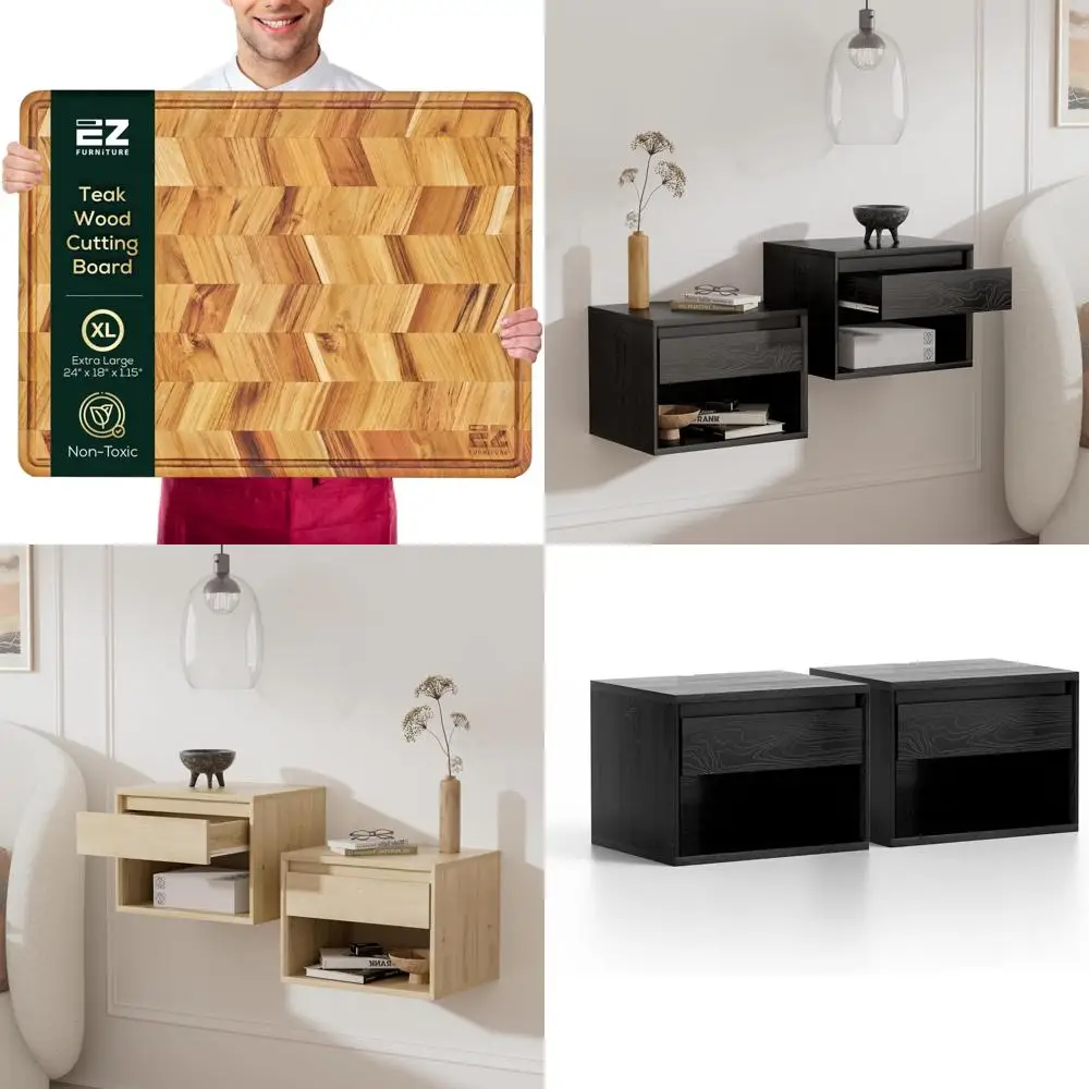 

Non-Toxic Teak Herringbone Large Wood Cutting Board & Serving Board, Pre-Oiled Edge Grain with Juice Groove and Handles, Food Gr