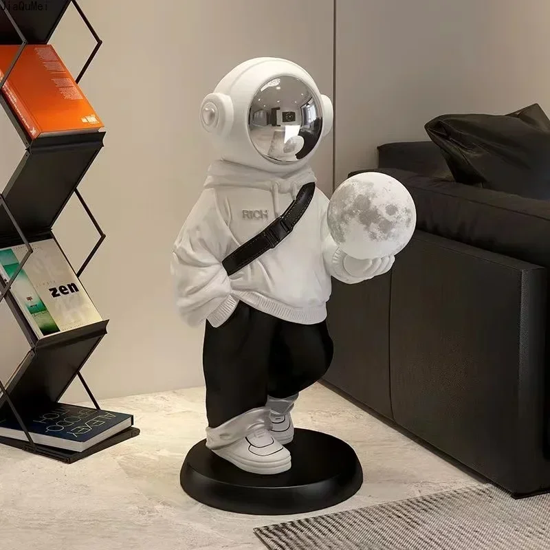 

Large Astronaut Statue Floor Ornaments, Living Room Moon Sensor Lamp Creative Housewarming Gift Home Decor Office Decoration