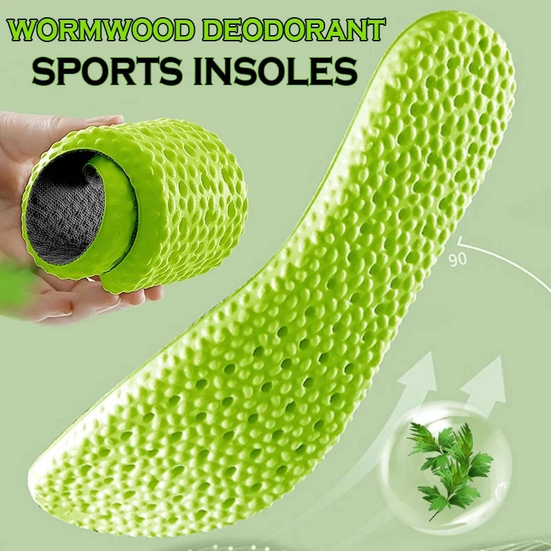 New Sports Insoles Wormwood Deodorant Breathable Insole Plantar Fasciitis Orthopedic Shoe Pads Men Women Cushioning Inserts Pad