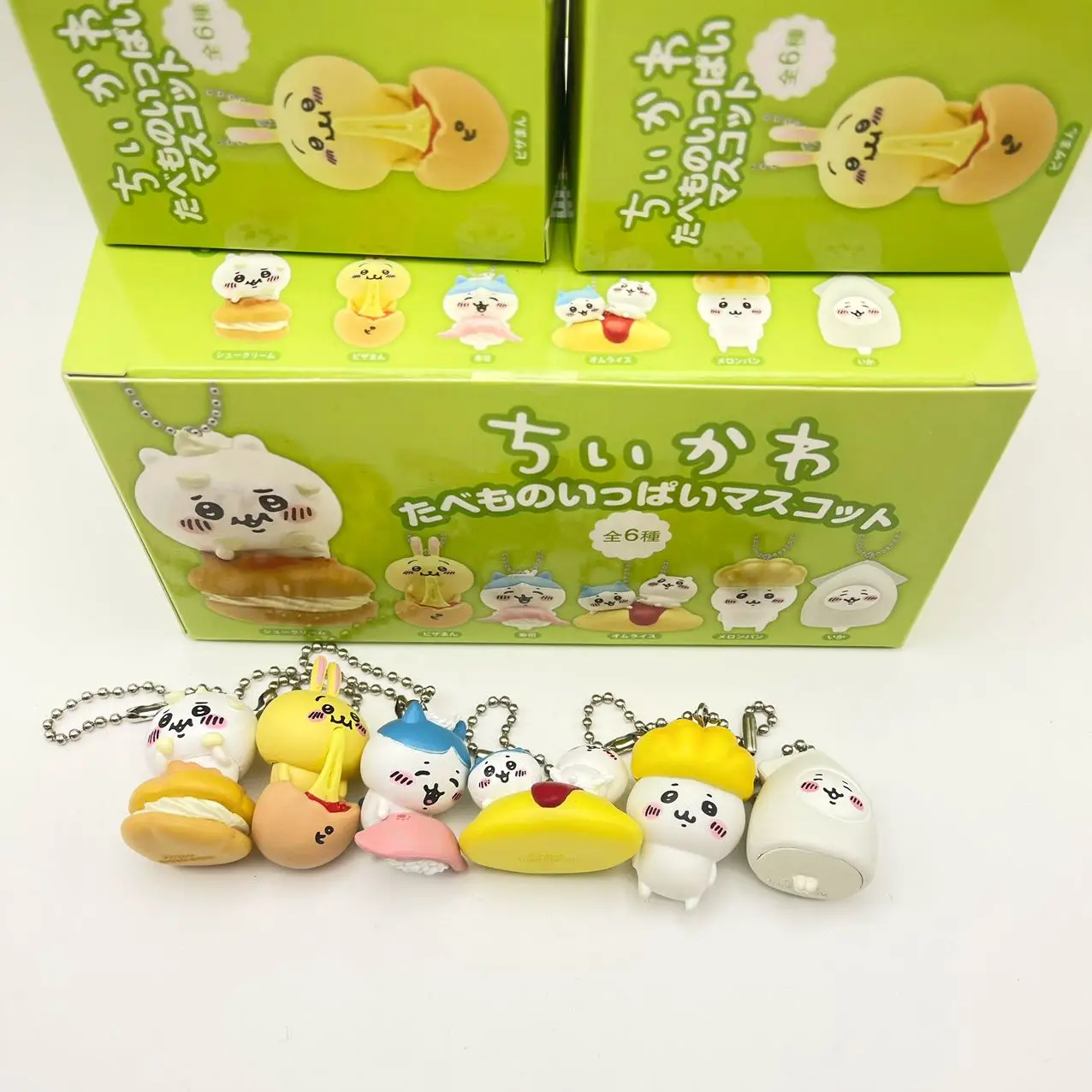 อะนิเมะ Kawaii Self-Abrecating Bear Chikawa Hachiware ซูชิ Gashapon พวงกุญแจ Usagi Momo กล่องจี้ตกแต่งกล่องตาบอดของขวัญ