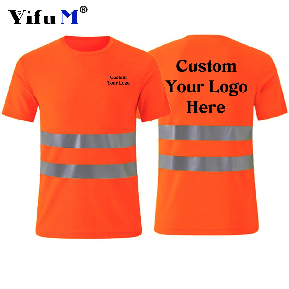 Custom Fluorescent High Visibility Shirts Reflective Safety T-Shirt Short Sleeve Hi Vis Shirt Quick Dry Construction Work Wear