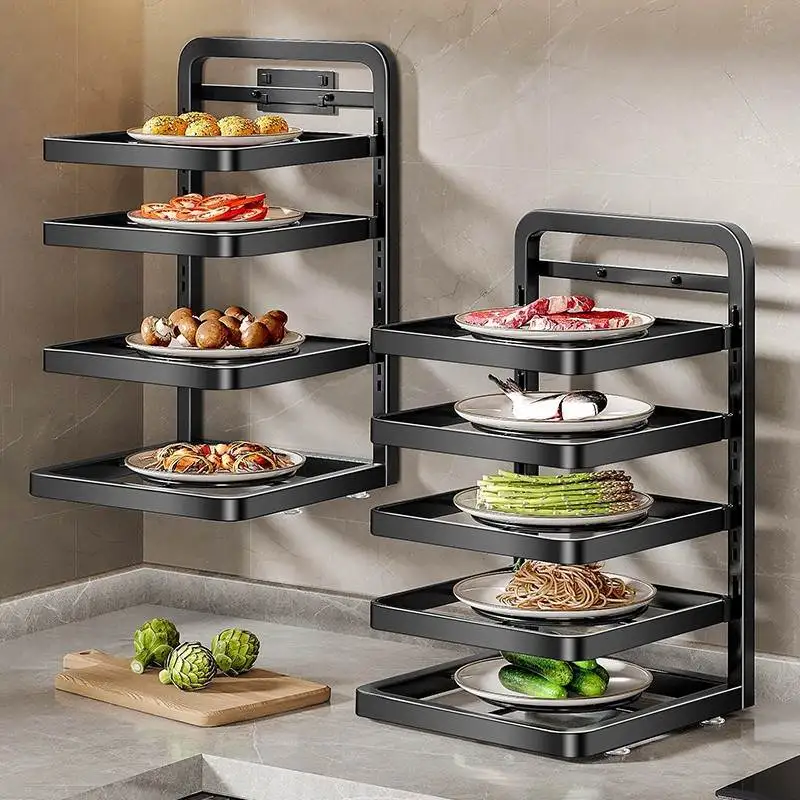

Modern Minimalist Kitchen Storage Rack Multi-Layer Vegetable Preparation Shelf Wall-Mounted Stainless Steel 201 Organizer