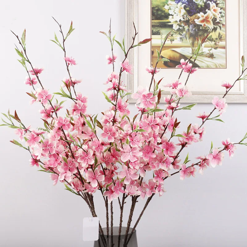 3Branches Silk Cherry Blossom Branch Artificial Flower Living Room Floral Art Wedding Home Decoration Sakura Bouquet Fake Flower