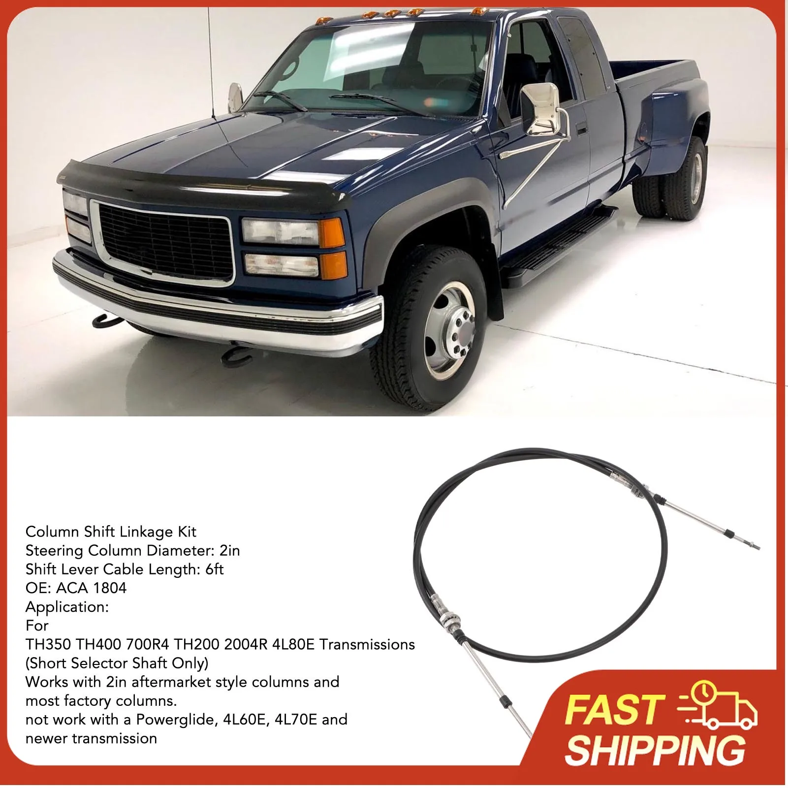 

Комплект тросов переключения передач ACA 1804, 6 футов, для трансмиссий TH350, TH400, 700R4, 4L80E, аналог для рулевой колонки