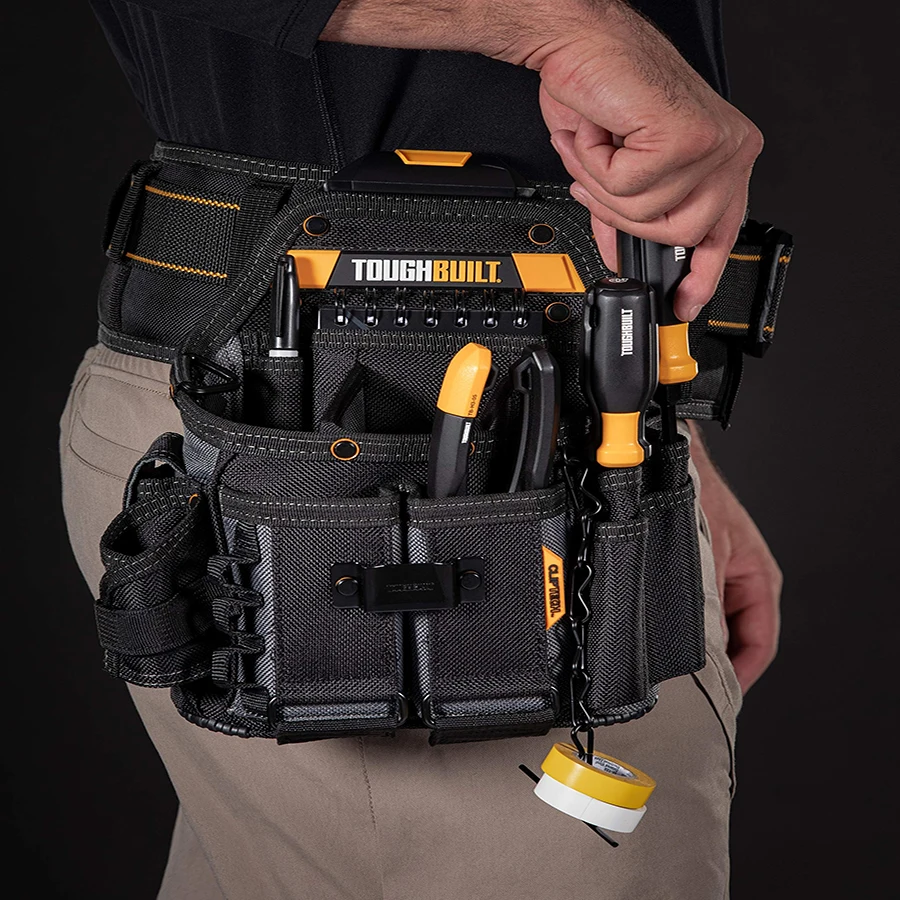 TOUGHBUILT TB-CT-114 Electrician Pouch + Shoulder Strap with 21 Pockets and Loops Convenient and Practical Rugged Tool Pouch