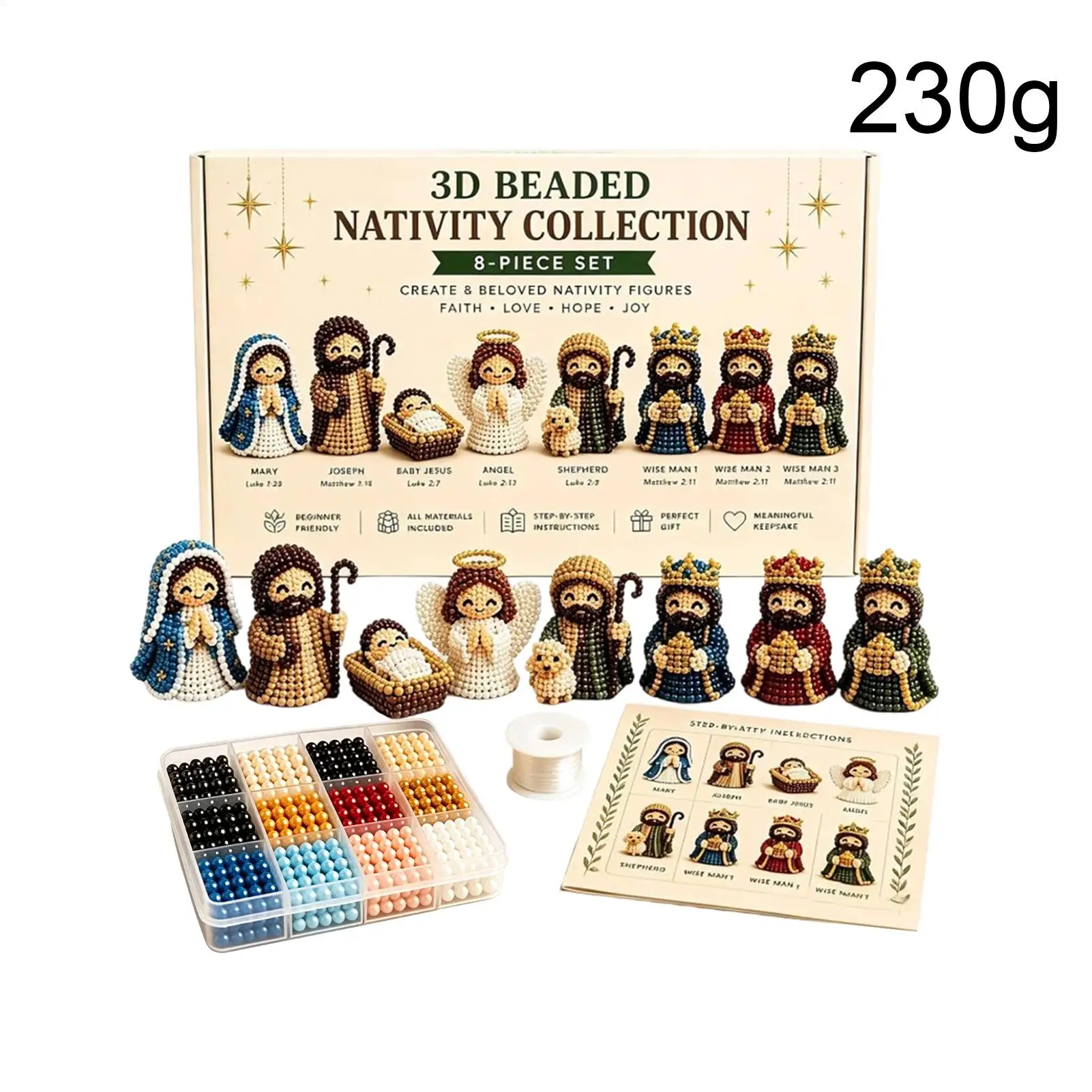 1set Nativity Bead Craft Kit 3D Beaded Craft Figurines Decor Beading Christmas Figures Kit for Men Women Adults Dad Wife Husband view 6