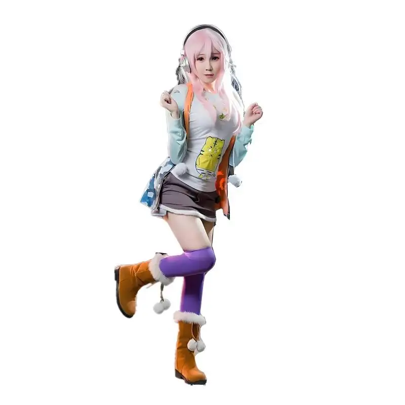 Athemis SUPERSONICO Zestaw Kostiumu Cosplay w Kamuflażu Kurtka z Kapturem Koszulka Naszyjnik Spódnica 5 Elementów na Halloween, Imprezę Tematyczną — zdjęcie 2