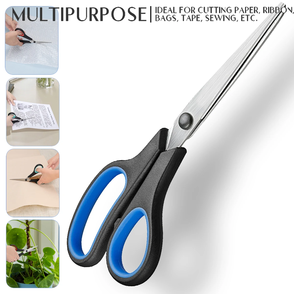 Ambidextrous Heavy Duty Scissors 2 Pack, Thickened Sharp Anti-slip Grips for School Kitchen Household Fabric Craft Cutting
