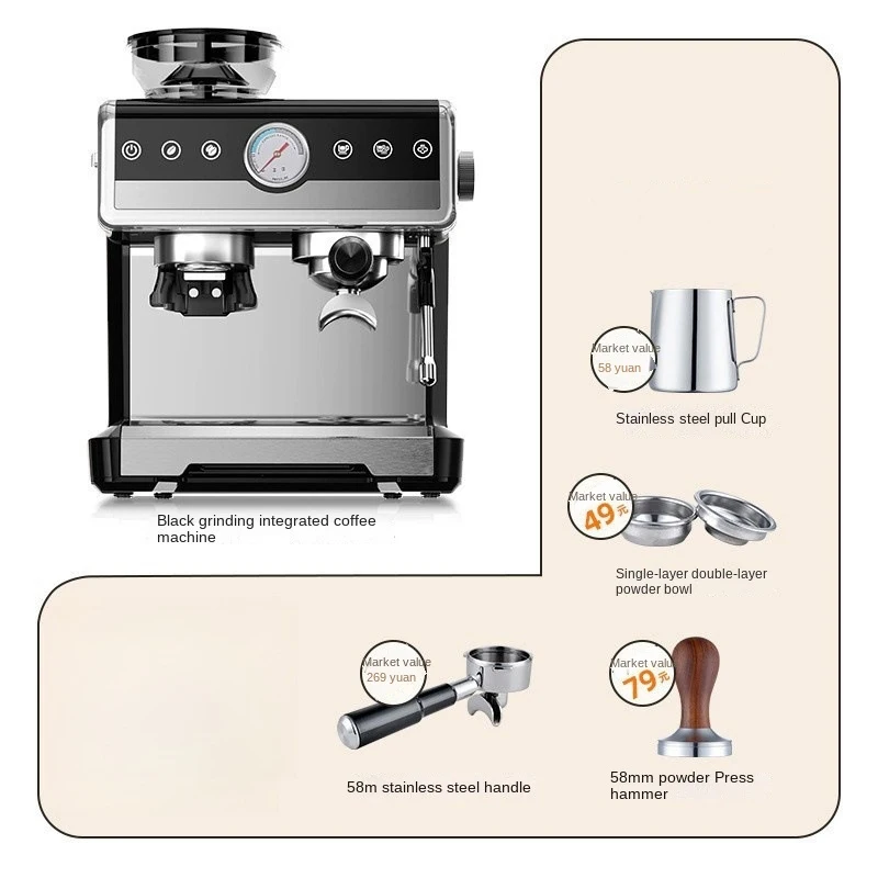 ماكينة إسبريسو قهوة إيطالية شبه أوتوماتيكية، تسخين مزدوج، سيارة فندقية من الدرجة التجارية تستخدم إثراءً صغيرًا