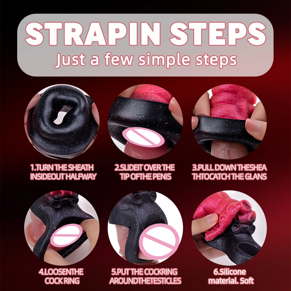 Silicone Octopus Dildo Penis Sleeve Hollow Dildo Adult Toys Sex Products Penis Enlargement Extender Male Delayed Ejaculation 18+ - view 3