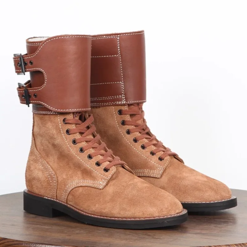 

Мужская обувь ручной работы высокого качества в стиле ретро, нескользящие износостойкие высокие ботинки из натуральной кожи, уличные походные ботинки для пустыни