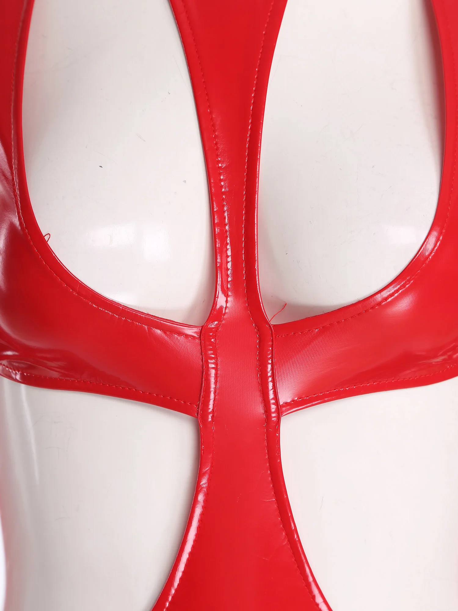 Damen-Dessous, Latex-Ausschnitt, Lackleder, Body, Unterwäsche, Rücken, unsichtbarer Reißverschluss, Trikot, Clubwear, Party, Pole-Dance-Kostüm