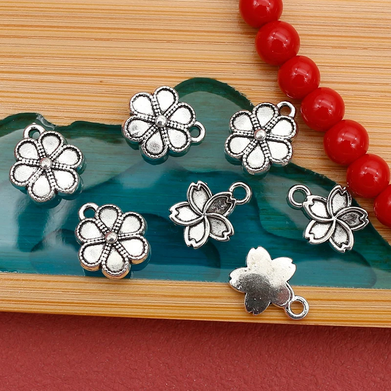 

20pcs/Lot Pretty Flowers Women Jewelry Charms Earrings Necklace Bracelets Handicrafts Metal Pendants DIY Zipper Accessories