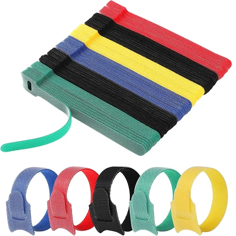 10-20Pcs Cable Ties Reusable Adhesive Hook Loop Bundle Fastener Nylon Strap Organizer Self Clip Holder Management Straps Wire