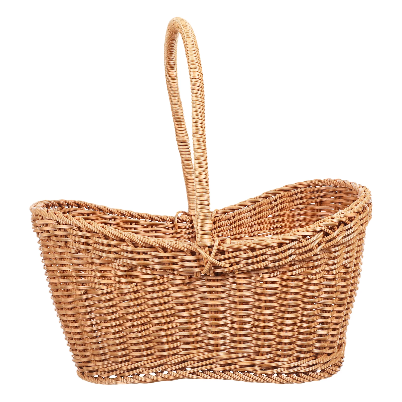 

Portable Imitation Rattan Woven Basket Decorative Fruit Flower Storage Gift Organizer Handmade Picnic Camping Outdoor Use