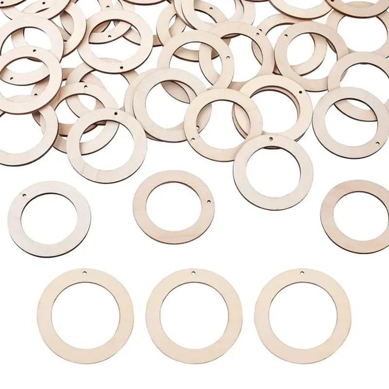 

Unfinished Flat Round Wood Pendants with Hole Large Circle Linking Ring Charms for DIY Jewelry Crafts Home