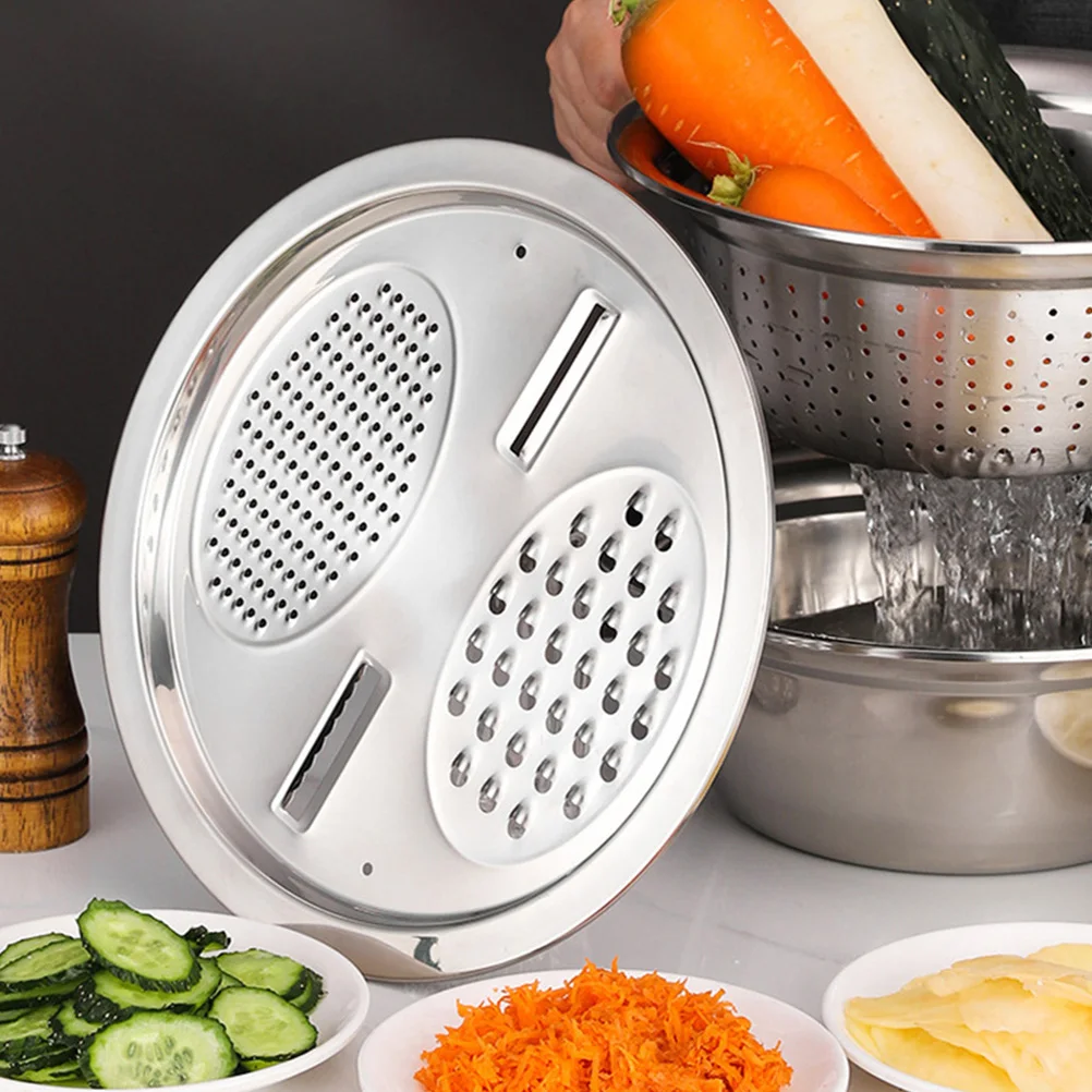 

3pcs Multi-Function Cutting Tool Ergonomic Slicer Basin Draining Function Stainless Steel Kitchen Grater Slicers Strainer Basin