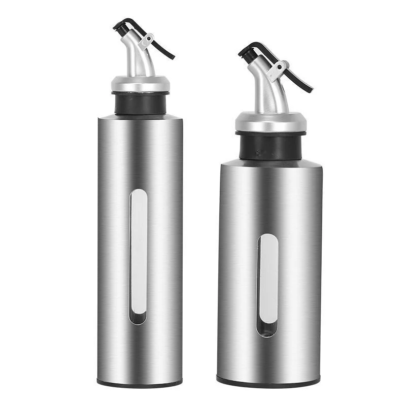 304 Stainless Steel Visual Oil Bottle Transparent Vinegar Bottle Multi-purpose Leak-proof Condiment Jar Kitchen Seasoning Tools