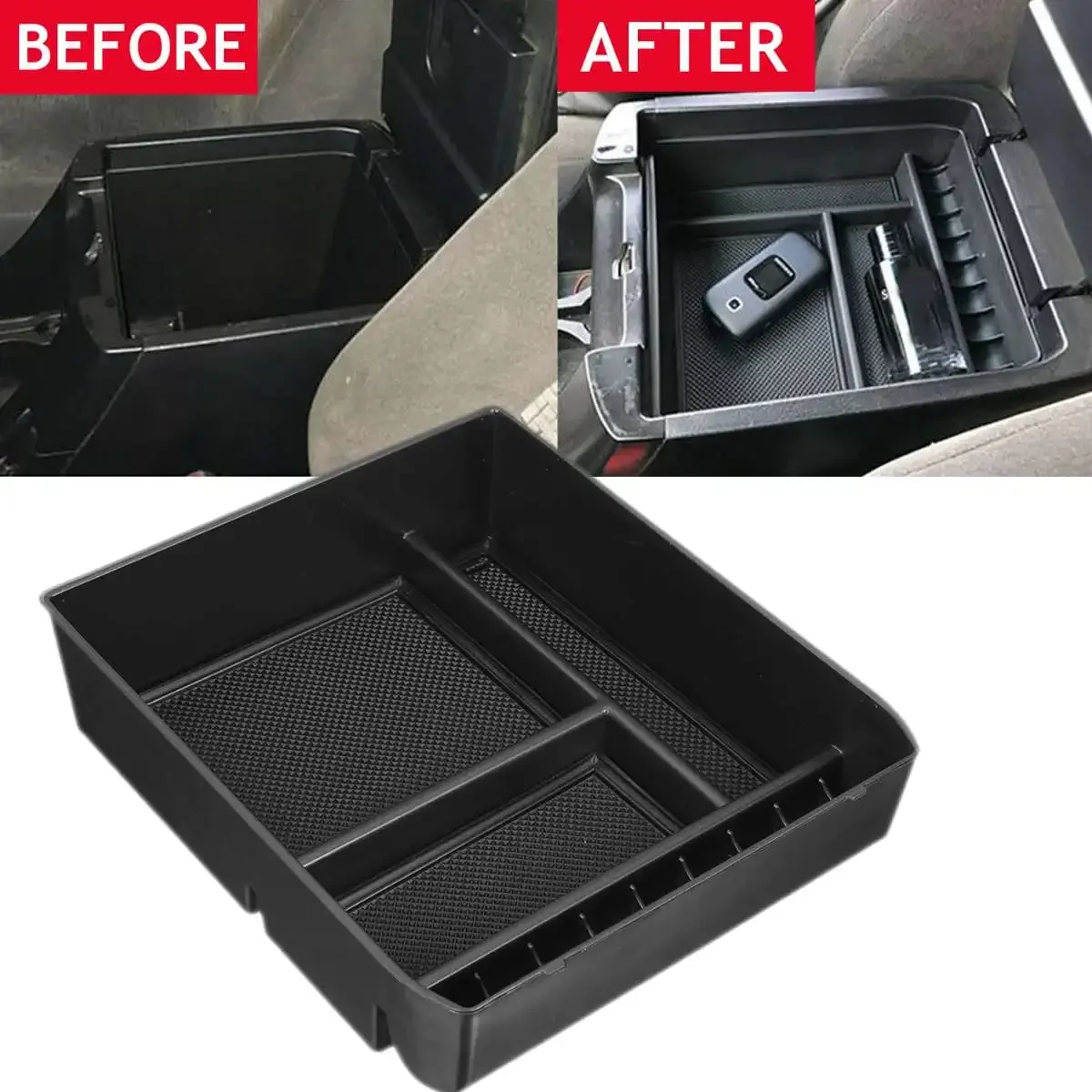 Car Armrest Storage Box Tray Center Console Organizer For Toyota Land Cruiser Prado 120 150 FJ120 KDJ 120 125 2004-2009