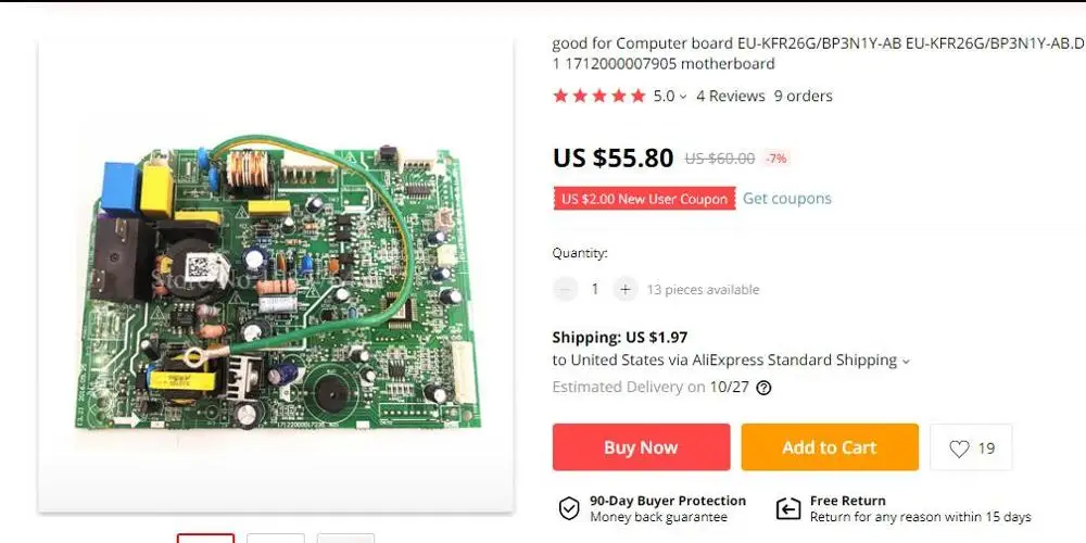good for Computer board EU-KFR26G/BP3N1Y-AB EU-KFR26G/BP3N1Y-AB.D.11.NP1-1 1712000007905 motherboard