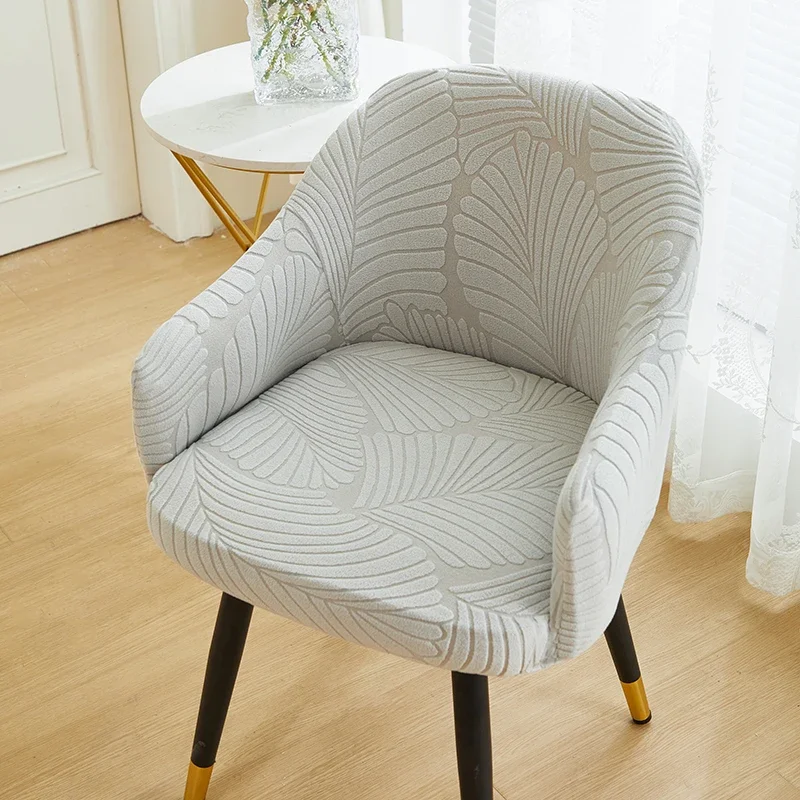 1pc Leaf Jacquard Solid Color Armchair Slipcovers Seat Covers Elastic Chairs Protector Living Room High Arm Dinning Chair Cover