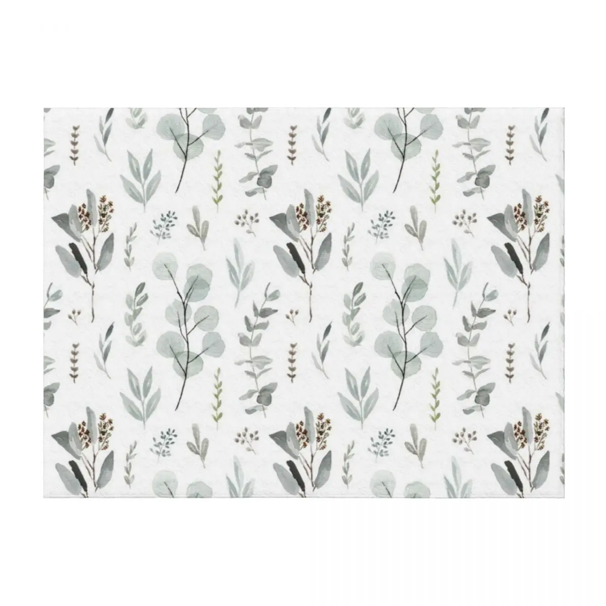 

Eucalyptus watercolor lineal pattern Throw Blanket bed plaid Warm Retros Quilt Blankets