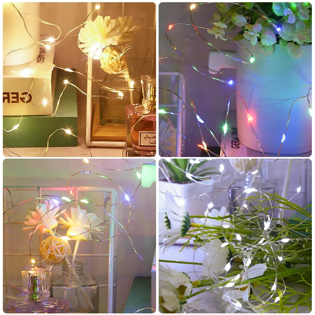 2M 20 Led Strings Copper Wire 2x AA Battery(NOT Included) Operated Christmas Wedding Party Decoration LED String Fairy Lights