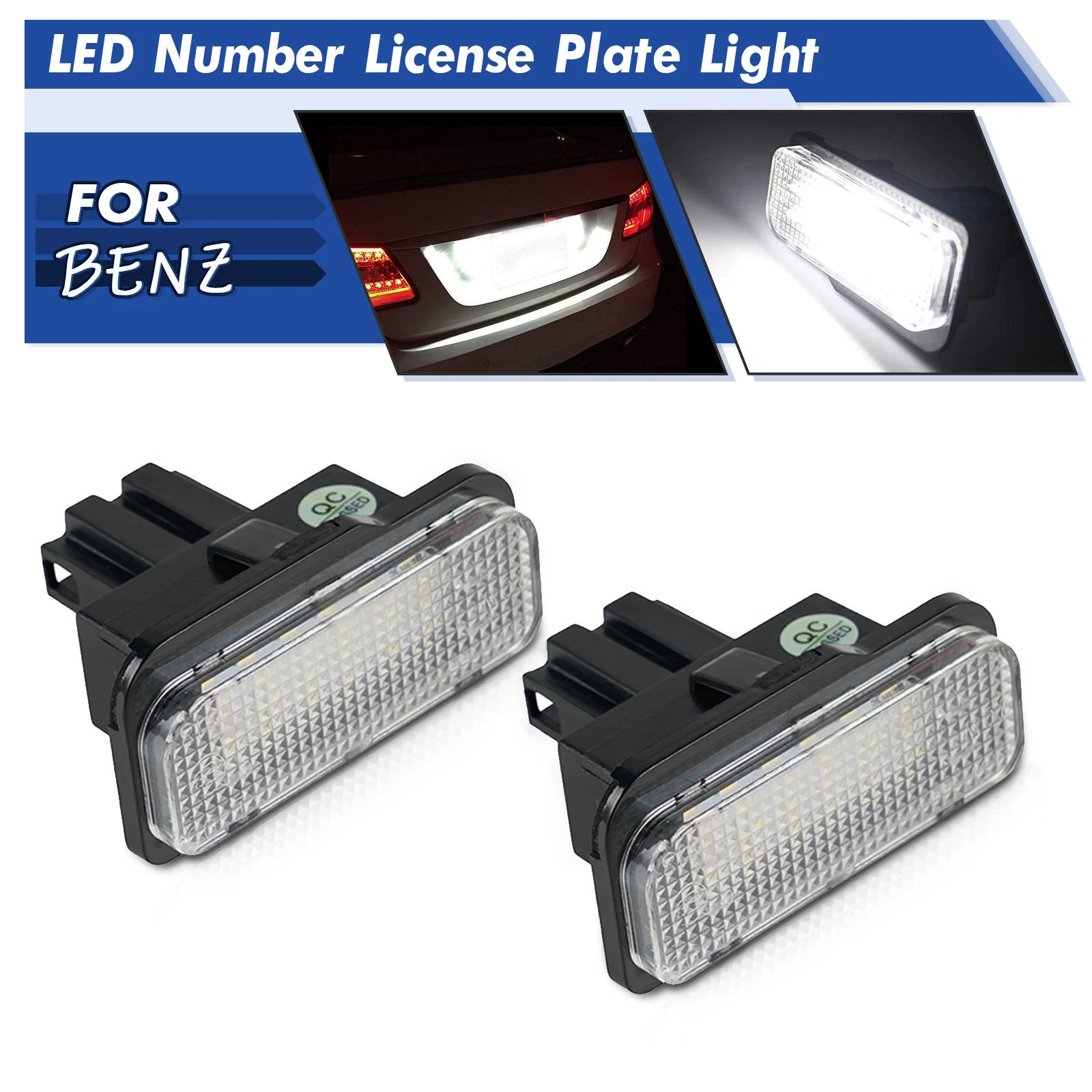 

BEVINSEE LED Number License Plate Light Error Free For Mercedes W204 C216 W212 W221 6500K White 12V