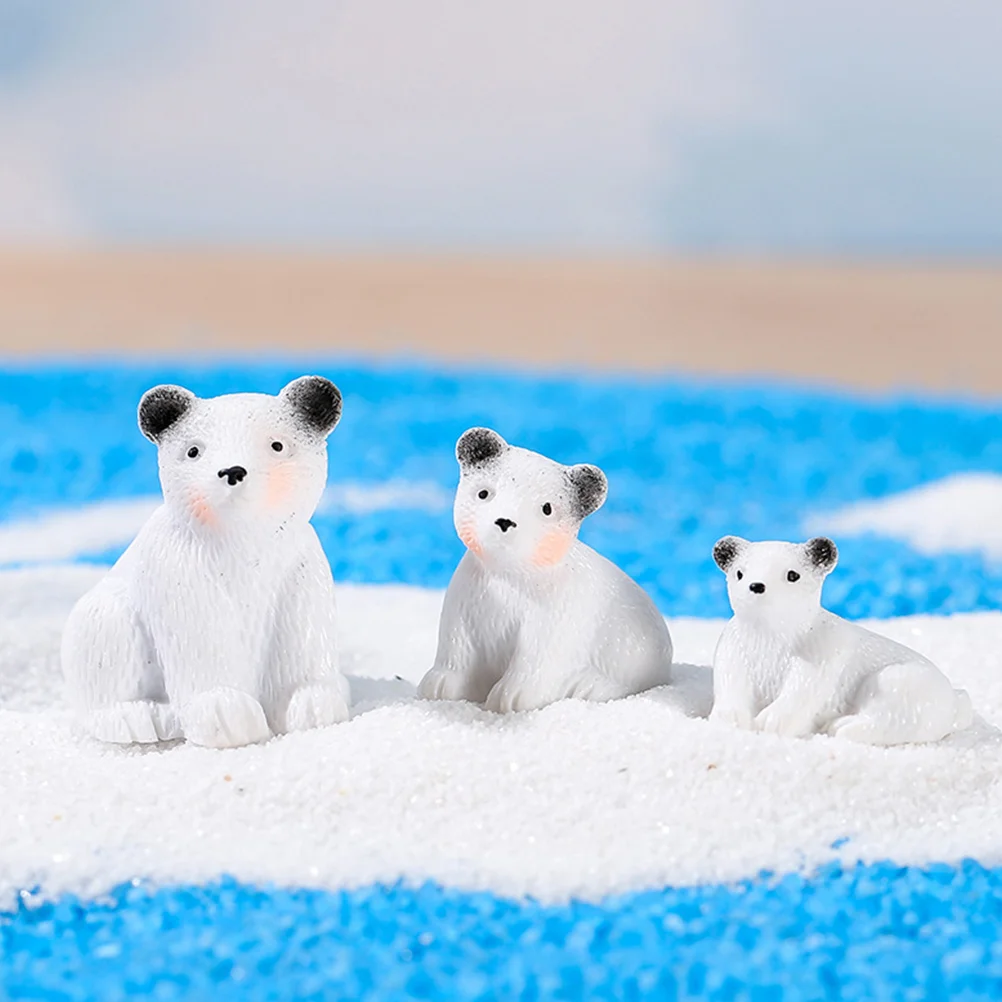 12 Pcs Polar Bear Ornaments Garden Tiny Statues Animal Miniature Figurines Adorn Resin