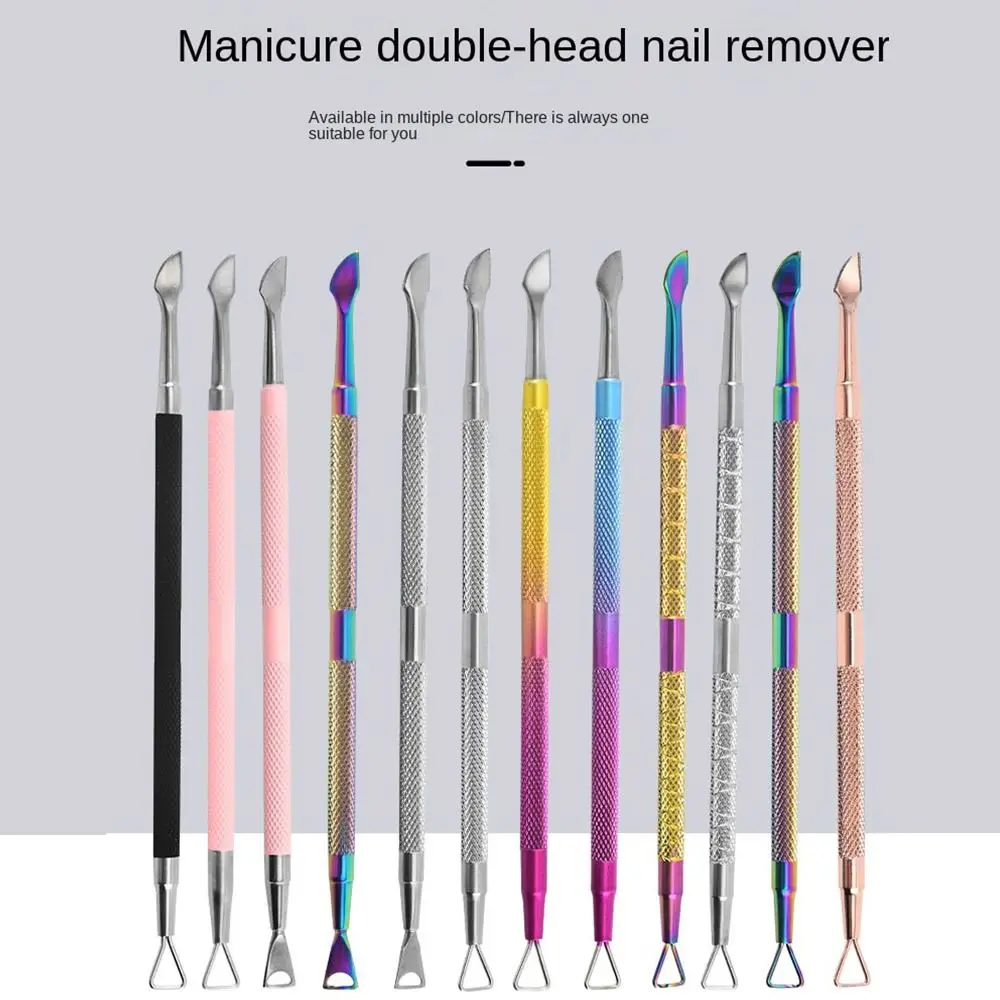 Double-Ended Cuticle Pusher Dead Skin Remover Exfoliating Skin Steel Push Remove Nail Polish Glue Exfoliation Nail Art Tool