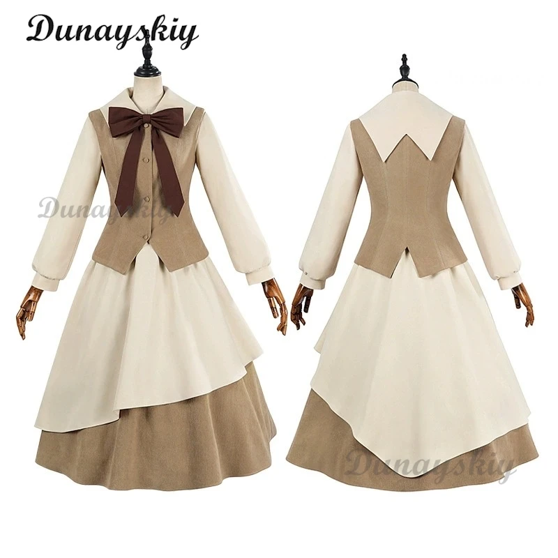 Anime Magic Sakura Cosplay Tomoyo Daidouji Costume Yellow Long And Green Dress Girl Lolita Skirt Wig Set Halloween Party Outfit