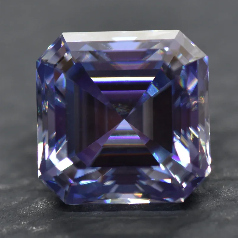 Moissanite Stone Asscher Cut Lavender Color Loose Gemstone Lab Grown Moissanite Advanced Jewelry Material with GRA Certificated