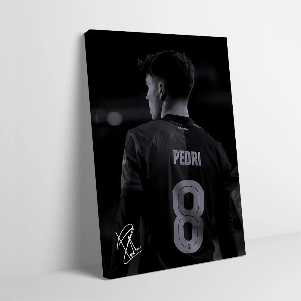 Pedri Soccer Player Black and White Poster Customizable Printed Canvas Painting for Pictures Wall Art Vintage Decorations Mural