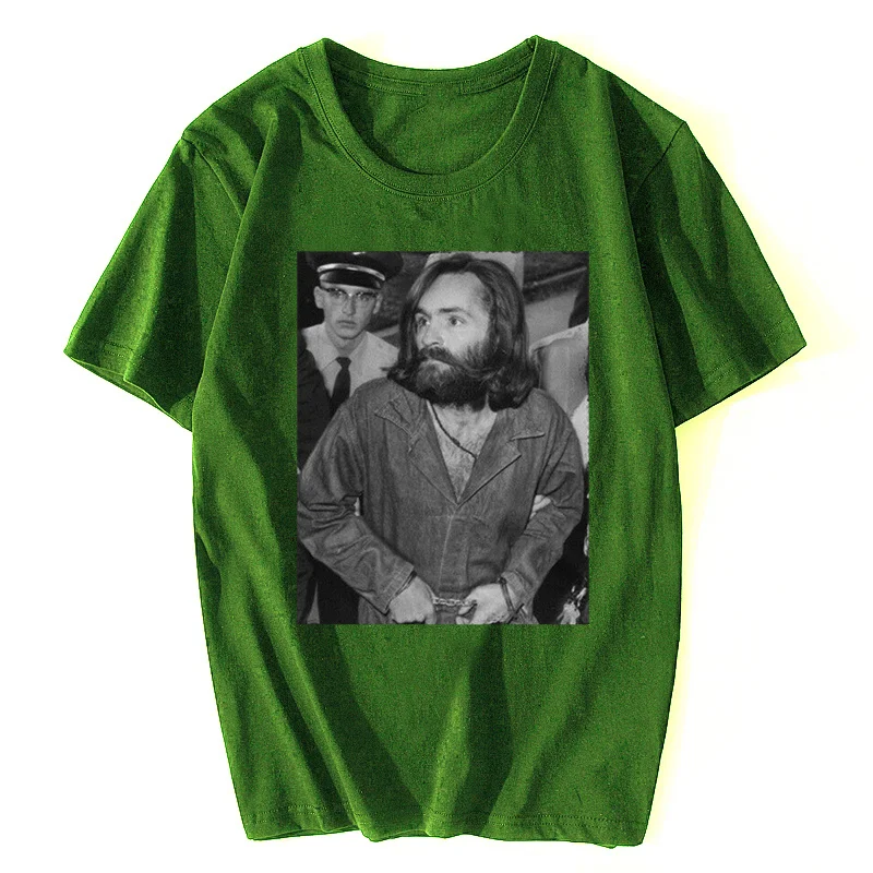 Charles Manson T-Shirt Manson Family TShirt American Criminal Cult T Shirt Men Cotton Quality Tee Shirt