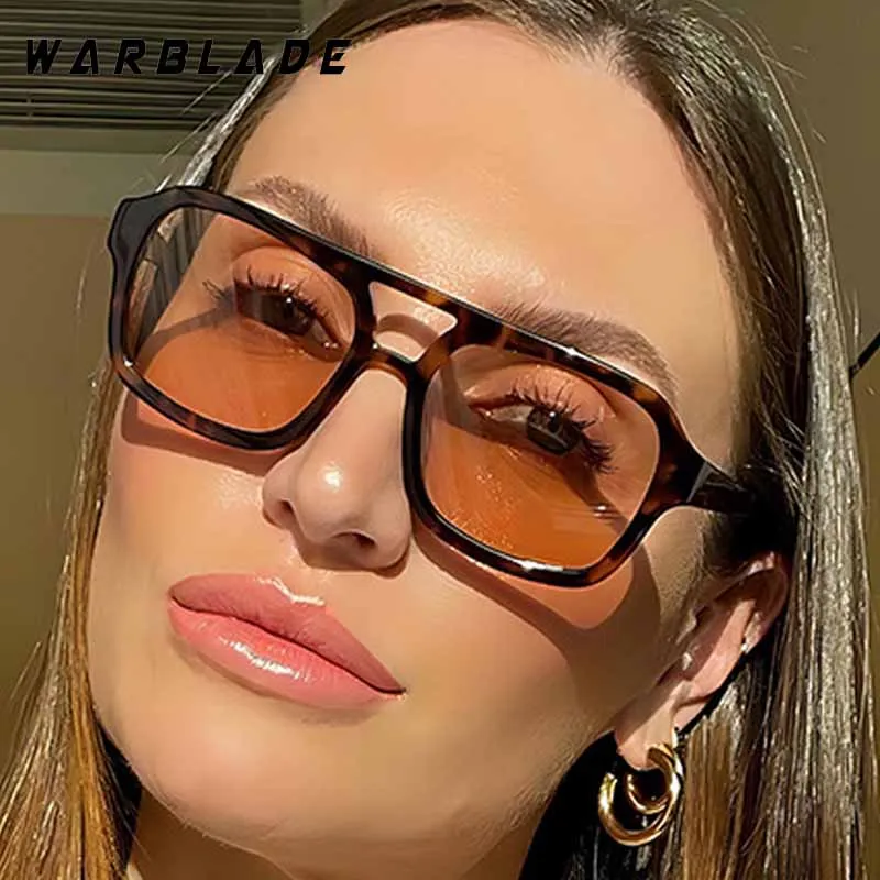 

Trendy Pilot Double Bridge Square Frame Women Sunglasses Brand Designer Retro Men Sunglass Driving Travel Eyewear UV400 Lentes