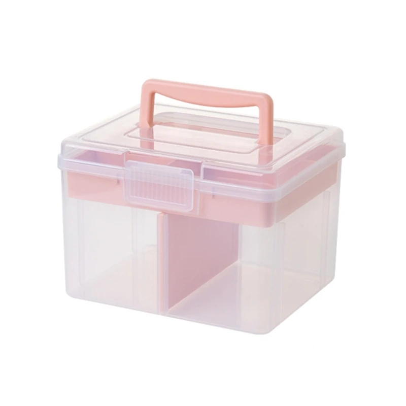 Stackable Craft Storage Box Plastic Adjustable Storage Containers with Carry Handle Transparent Containers  Dropship