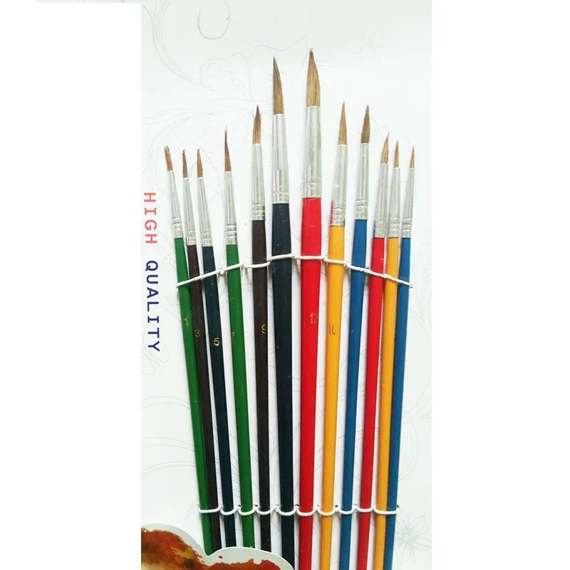 

12pcs Wool Hair Wooden Handle Watercolor Paint Brush Pen Set for Learning Oil Acrylic Painting Art Paint Brushes